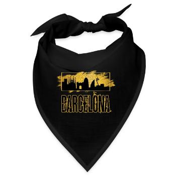 Barcelona Spanien Stadt Skyline Gold Heimat Liebe - Bandana - Schwarz - Vorne