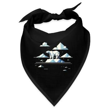 Geometrischer Eisbär auf Eisscholle–Arktische Ruhe - Bandana - Schwarz - Vorne