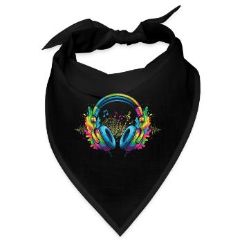 Lebendige Musik Kopfhörer Kunst - Bandana - Schwarz - Vorne