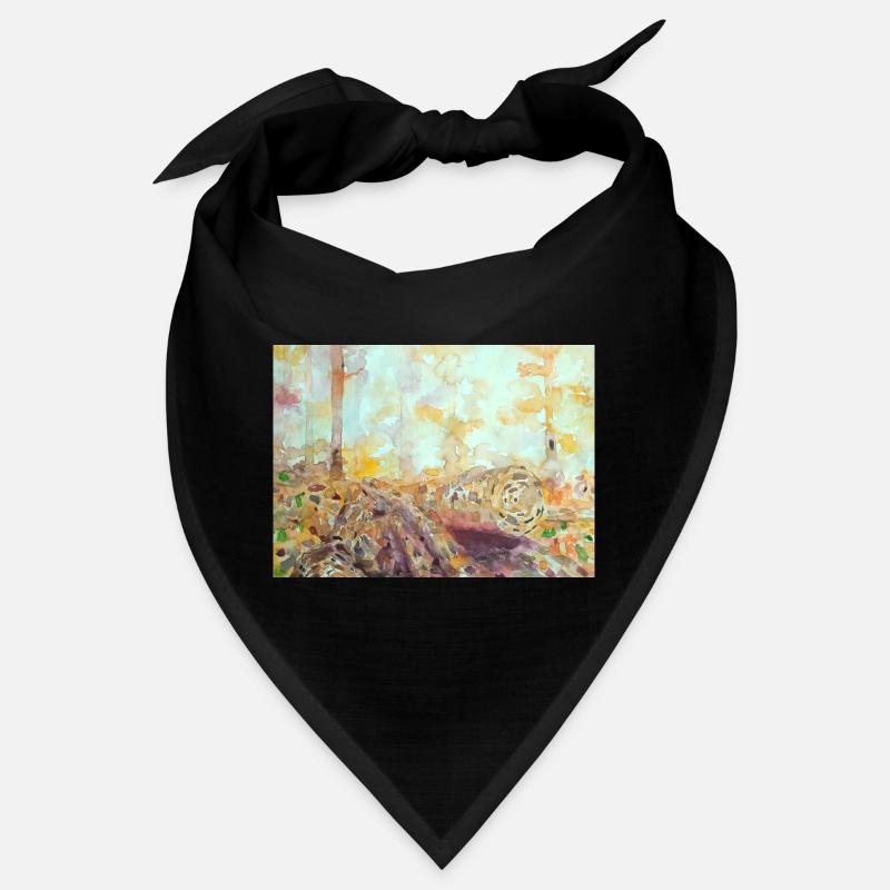 Wald-Aquarelllandschaft im Herbst - Bandana - Schwarz