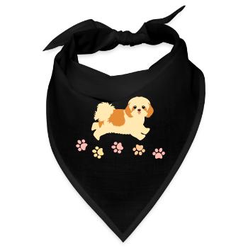 Shih Tzu und Paw Prints - Bandana - Schwarz - Vorne