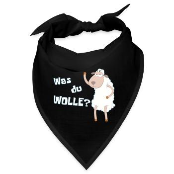 Wütendes Schaf fragt: "Was du Wolle?" - Wortwitz - Bandana - Schwarz - Vorne