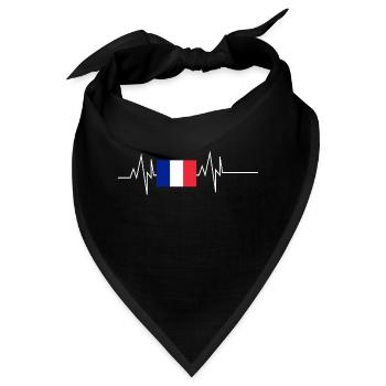 Frankreich Flagge Heartbeat - Bandana - Schwarz - Vorne