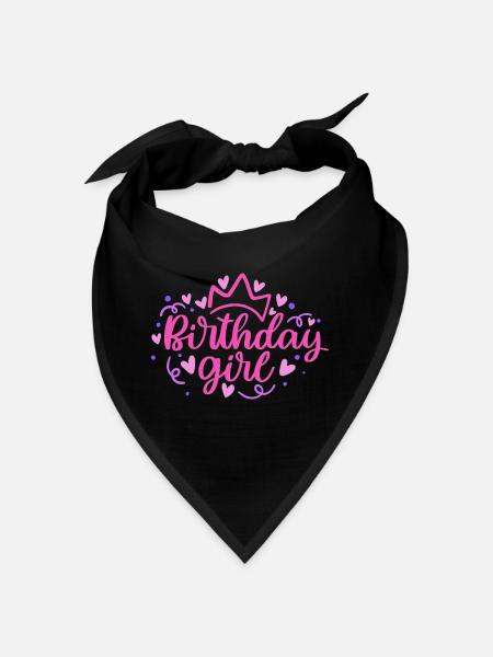 Birthday Girlie with Crown Heart Confetti - Bandana - black - Front