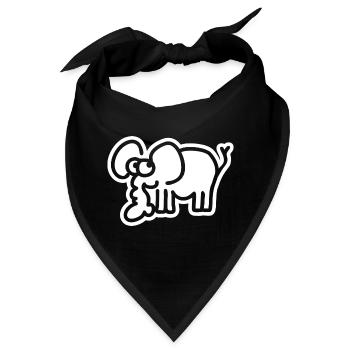 Kleiner Elefant – süßes Safari Comic Tier-Motiv - Bandana - Schwarz - Vorne