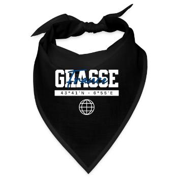 Grasse Frankreich Koordinaten Reise Souvenir - Bandana - Schwarz - Vorne