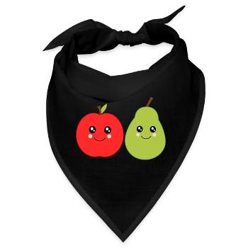 Kawaii Birne Kawaii Früchte Kawaii Obst Apfel - Bandana - Schwarz - Vorne