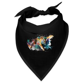 Tiger Splash Grunge Bunt Tier Raubtier Kunst - Bandana - Schwarz - Vorne