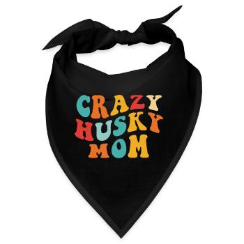 Crazy Husky Mom - Geschenk für Frauchen - Bandana - Schwarz - Vorne