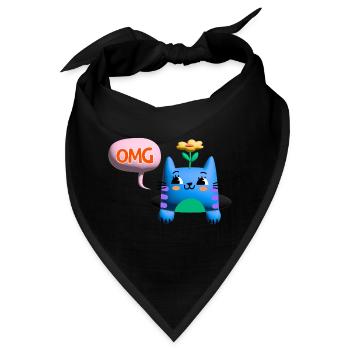 OMG Cat cute 3d bubble - Bandana - Schwarz - Vorne