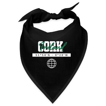 Cork Irland Koordinaten Reise Souvenir - Bandana - Schwarz - Vorne