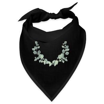 zarter Eukalyptus Zweige als halber Kranz - Bandana - Schwarz - Vorne