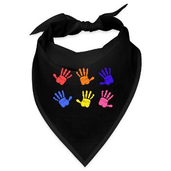 Autismus Handabdrücke - Bandana - Schwarz - Vorne