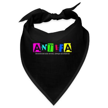 Antifa - Sometimes anti-social, always antifascist - Bandana - Schwarz - Vorne