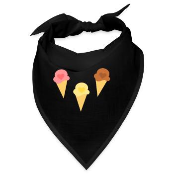 Eis Herz Eiscreme Erdbeereis Vanilleeis Schokoeis - Bandana - Schwarz - Vorne
