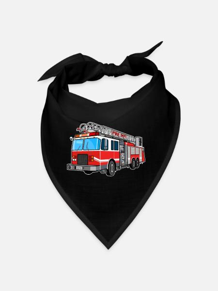 Fire brigade, fire engine, firefighter, extinguish - Bandana - black - Front
