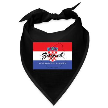Zagreb - Hauptstadt mit GPS & Flagge - Bandana - Schwarz - Vorne