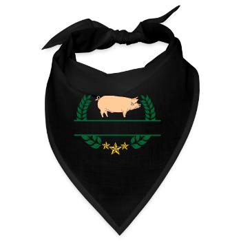 Schwein im grünen Lorbeerkranz - Bandana - Schwarz - Vorne
