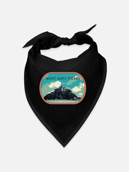 Illustration en bleu et vert du Mont Saint Michel - Bandana - noir - Devant
