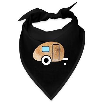 Caravan Wohnwagen Holz Maserung Natur Camping Fan - Bandana - Schwarz - Vorne