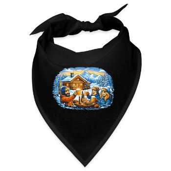 Après Ski Hütte – Winterurlaub mit Freunden - Bandana - Schwarz - Vorne