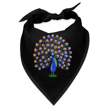 Bunte Pfauenfeder Illustration - Bandana - Schwarz - Vorne