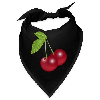 schöne knackige dunkelrote Kirschen - Bandana - Schwarz - Vorne