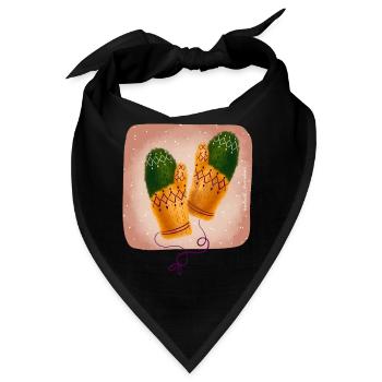 gestrickte Handschuhe - Bandana - Schwarz - Vorne