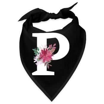 Buchstabe p blumig - Bandana - Schwarz - Vorne