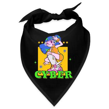 Cute cyber punk retro anime girl - Bandana - Schwarz - Vorne