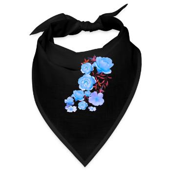 Blaue Rosen, Rosen, blaue Rose, Blumen - Bandana - Schwarz - Vorne