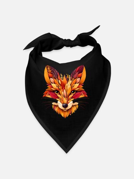 Fuchskopf gestaltet aus verschiedenen Blättern - Bandana - Schwarz - Vorne