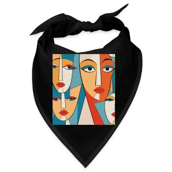 Abstrakte Gesichter - Bandana - Schwarz - Vorne