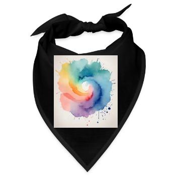 Abstraktes Aquarell in Spiralform - Bandana - Schwarz - Vorne