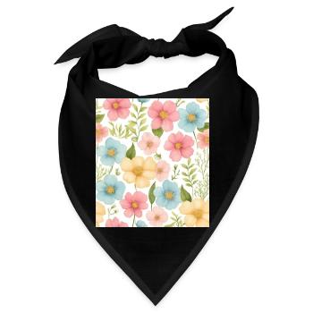 Blumenmuster - Bandana - Schwarz - Vorne