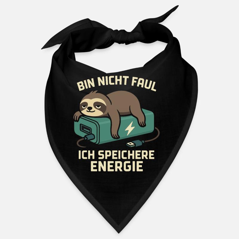 Faultier Spruch: Ich speichere Energie - Bandana - Schwarz