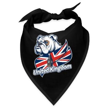 Bulldogge mit britischer Flagge und Big Ben - Bandana - Schwarz - Vorne