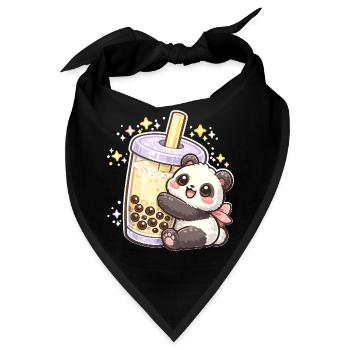 Panda Bubble Tea Kuschelmotiv - Bandana - Schwarz - Vorne