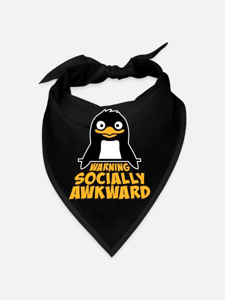 Pinguin Warning Socially Awkward Lustig Unbeholfen - Bandana - Schwarz - Vorne