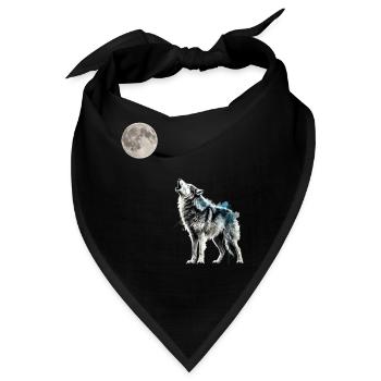Mond ,Wolf - Bandana - Schwarz - Vorne