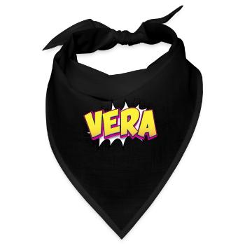 Vera Benutzerdefinierter Name Comic-Buch-Stil Pop Art, Vera - Bandana - Schwarz - Vorne