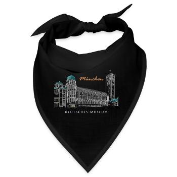 München Deutsches Museum Handzeichnung - Bandana - Schwarz - Vorne
