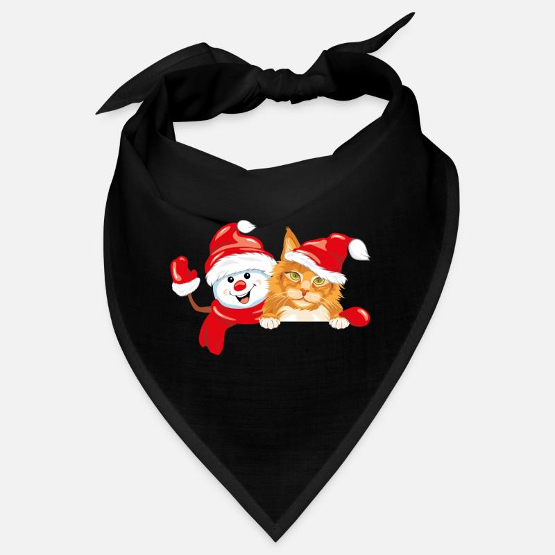 Winkender glücklicher Schneemann und rote Katze Bandana