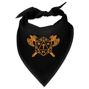 D20 Würfel mit Axt-Emblem für Barbaren - Bandana - Schwarz - Vorne