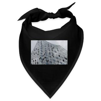 Elbphilharmonie mit Fensterputzern - Bandana - Schwarz - Vorne