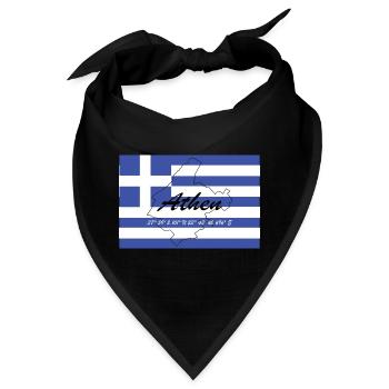 Athen - Hauptstadt mit GPS & Flagge - Bandana - Schwarz - Vorne