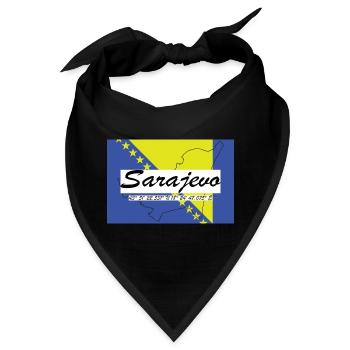 Sarajevo - Hauptstadt mit GPS & Flagge - Bandana - Schwarz - Vorne
