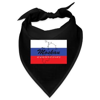 Moskau - Hauptstadt mit GPS & Flagge - Bandana - Schwarz - Vorne