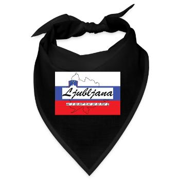 Ljubljana - Hauptstadt mit GPS & Flagge - Bandana - Schwarz - Vorne