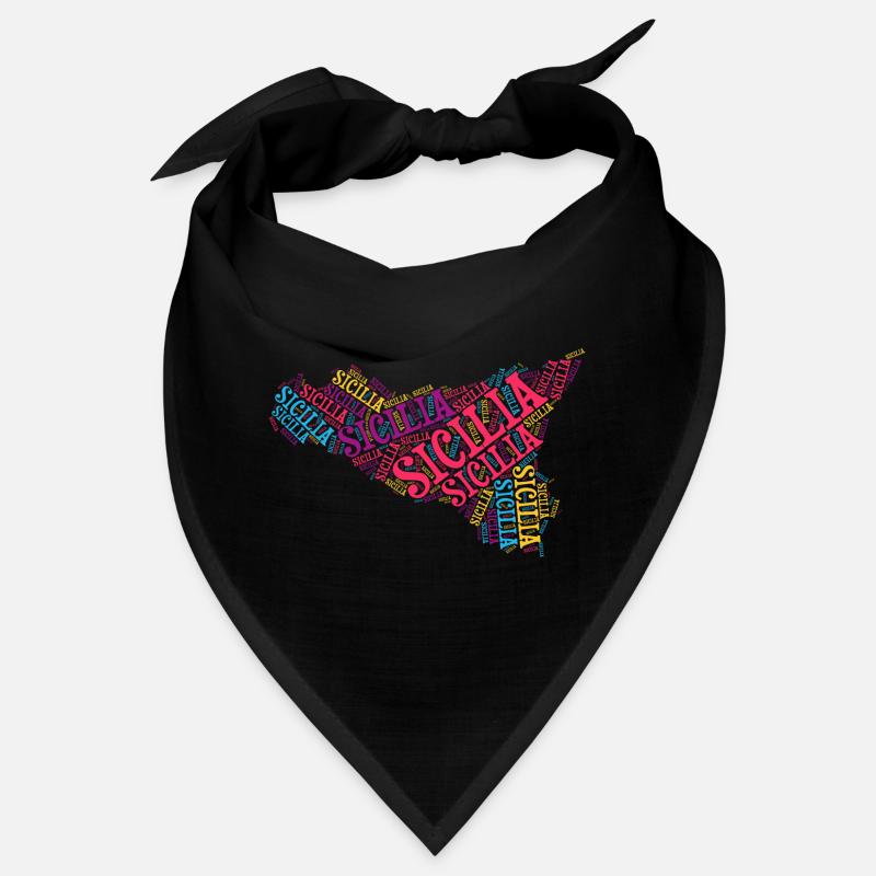 Sicily t-shirt map word cloud trinacria Bandana